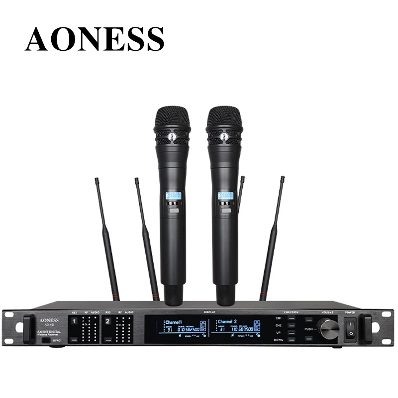 AD4D professional wireless microphone UHF dual channel handheld remote reception stage performance microphone