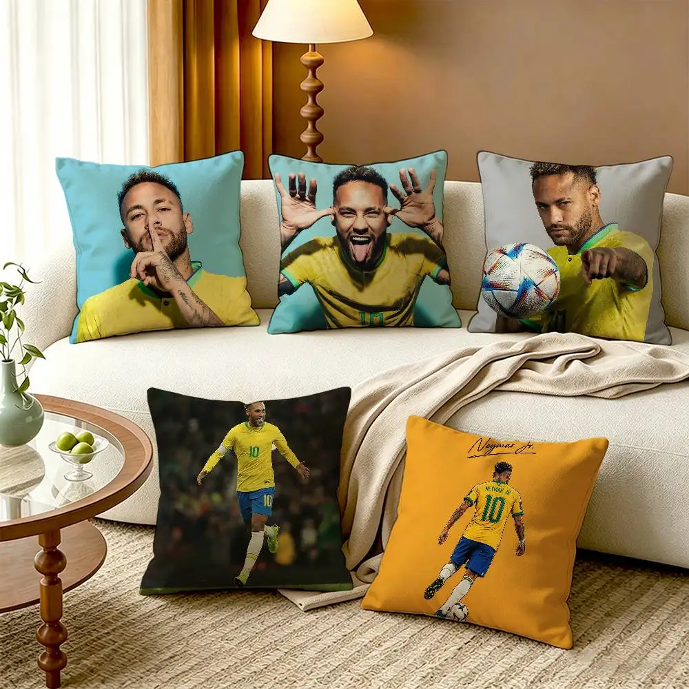 B-Brazil 10 N-Neymar JR Cotton Linen Square Pillow Covers Home Decor Gifts
