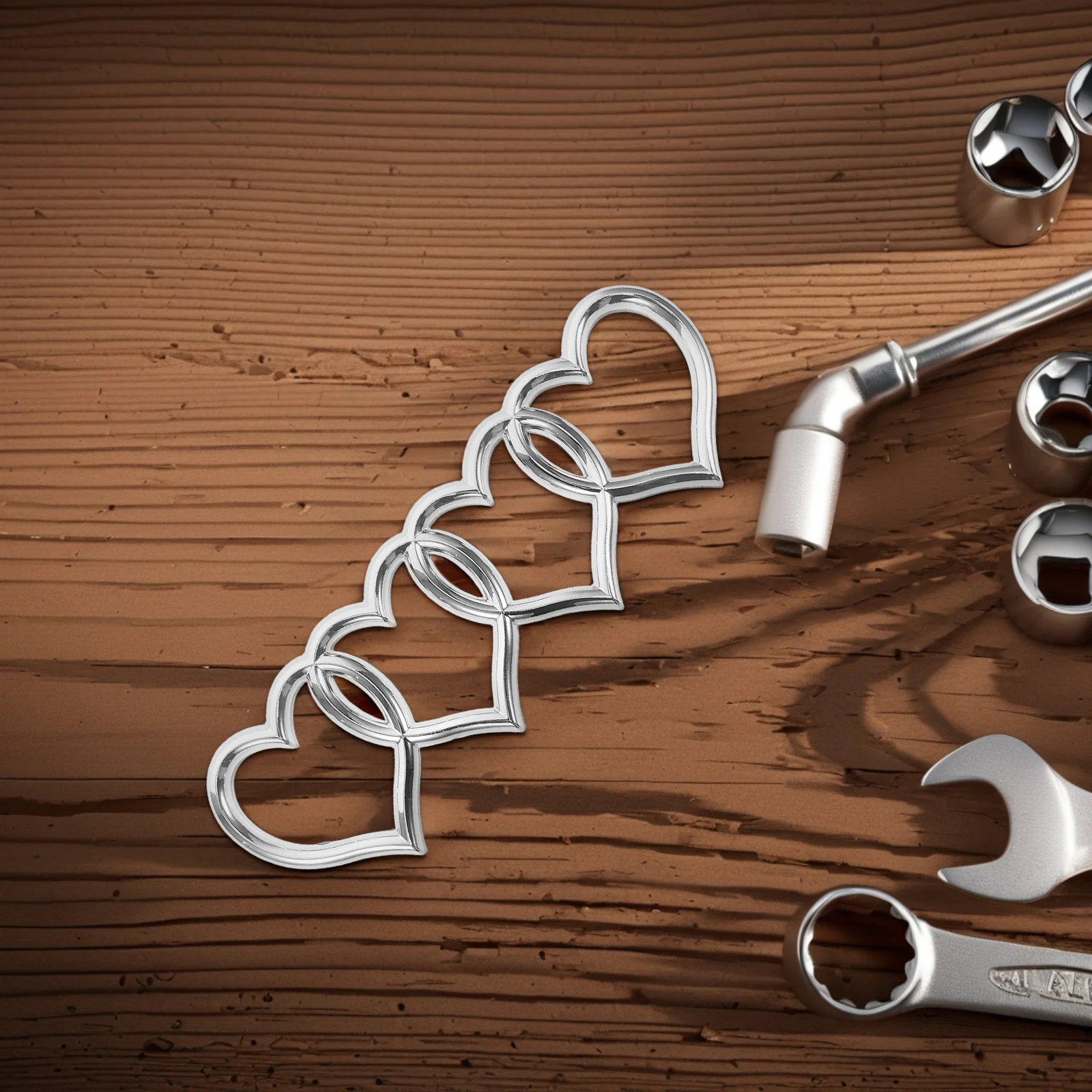 

3D Love Heart Car Sticker Rear Trunk Tail Emblem Badge Silver Replacement Decorative Automotive Exterior Decal