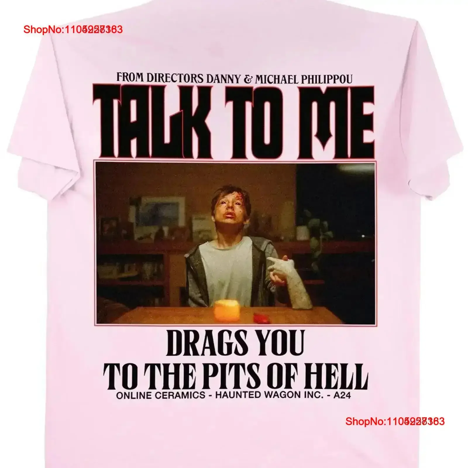 A24 x cerámica en línea hablar conmigo patio de juegos del diablo camiseta de terror rosa 2X nuevo vintage lavado suave elegante cómodo vintage