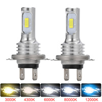 2Pcs LED H7 H1 H3 H4 Car Headlight Light 12V 20000LM 60W Mini Bulb Ledlamp Fanless Wireless Car Head Lamp 5530 CSP White 6000K
