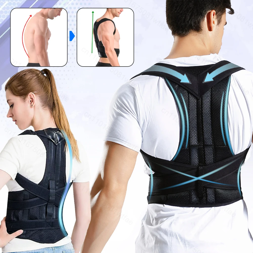 

Back Brace Adjustable Scoliosis Hunchback Posture Corrector Adults Chest and Neck Forward Tilt Spine Support Straight Corrector
