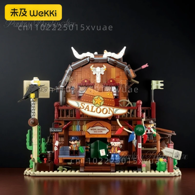 Wekki Oak Barrel Tavern Building Blocks Western Style Assembling Model Toys Desktop Decoration Large Collection Birthday Gifts