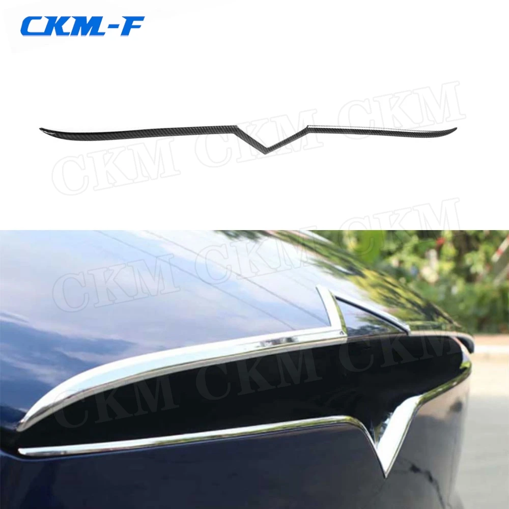 

Carbon fiber Front middle Net lower trim strip ABS Carbon Look Cover Hood Trim Fit for Tesla Model X SUV 2020 Car Decoration