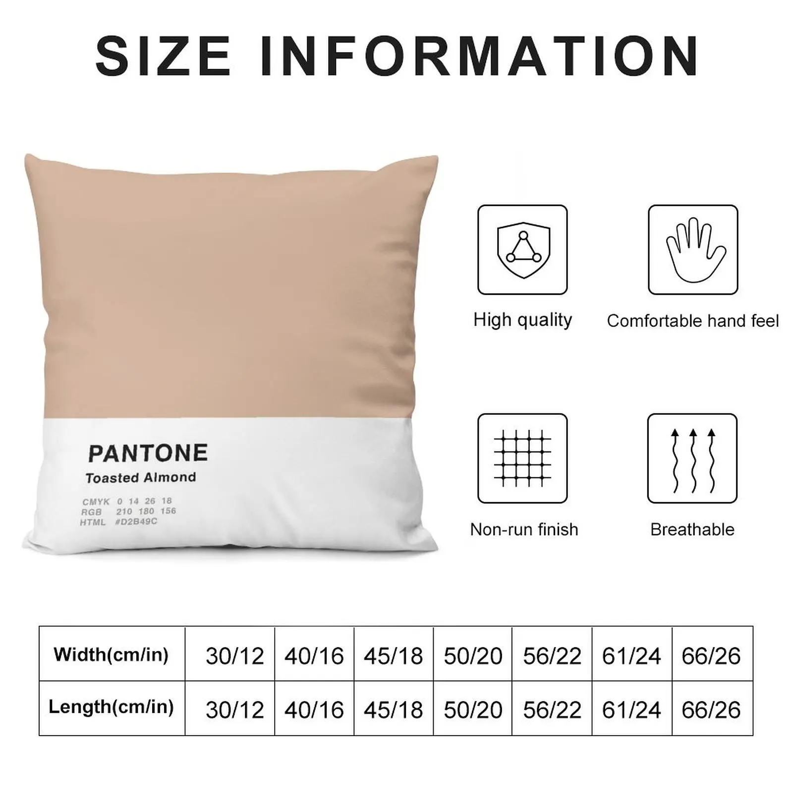 Toasted Almond Pantone Simple Design Throw Pillow Pillowcase Sofa Covers For Living Room Throw Pillow Covers pillow