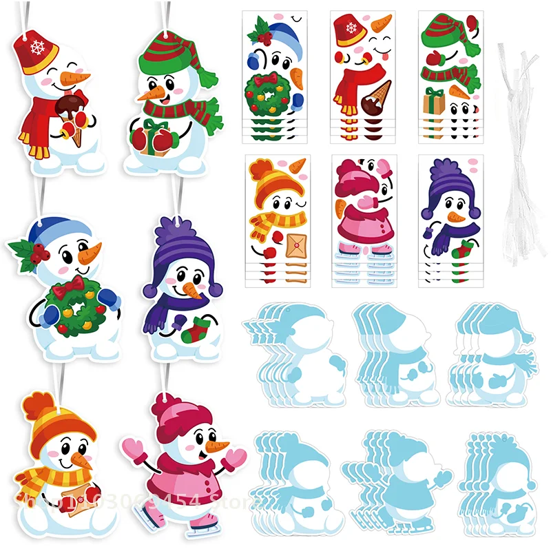 24 Sets Cartoon Snowman DIY Card Stickers Christmas Tree Decoration Christmas Gifts Festive Fun Holiday Decals