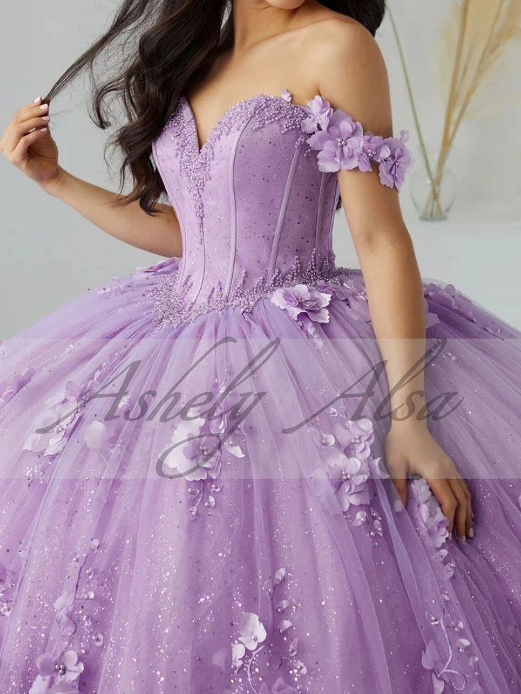 Customized Party Dresses Women Sweetheart Bead 3D Floral Puffy Vestido De xv Anos Sweet 15 16 Quinceanera Prom Occasion Dress