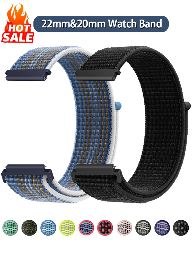 Strap For Amazfit Bip Max/6 5/balance 3 2/Active Max/2/GTS4 Series Nylon Loop Correa Bracelet 20mm/22mm Quick Release Watch Band