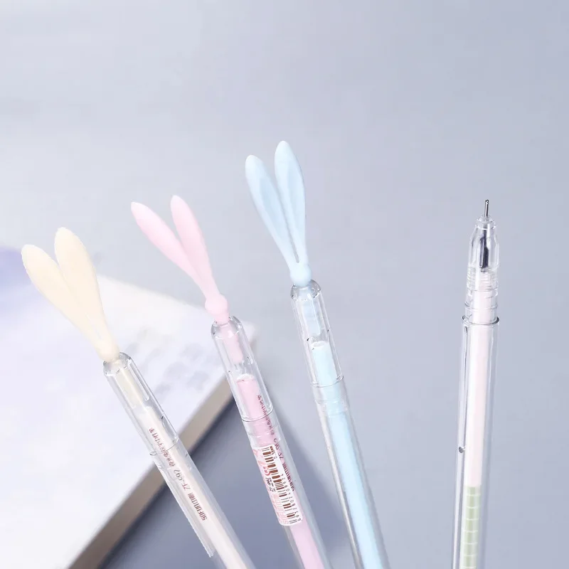 1Pcs Random Color 0.38mm Refills Black Ink Gel Pen Creative Rabbit Ears Neutral Pen School Office Writing Supply