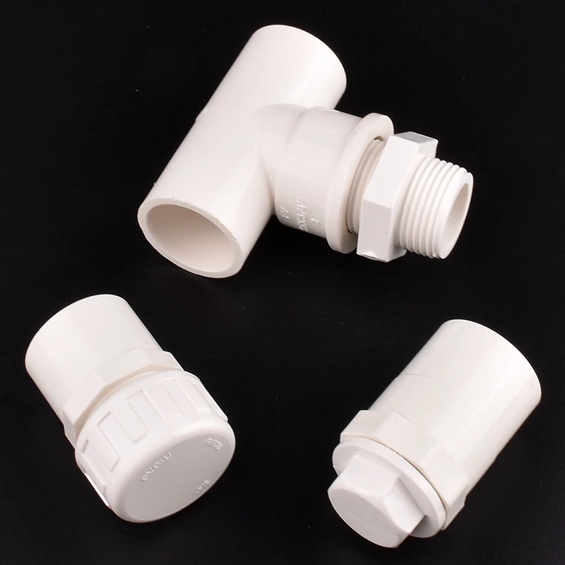 2Pcs PVC Thread Connector Aquarium Fish Tank 20~50mm Thread Ball Valve Direct Elbow Tee Plug Cap Water Pipe Copper Thread Joints