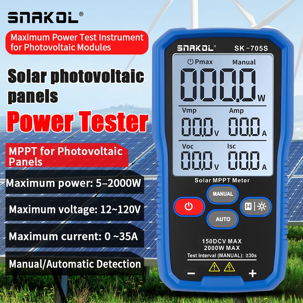 SK-705 Solar MPPT Meter Photovoltaic Multimeter PV Module 1000W MAX Power Tester Open Circuit Voltage Short Circuit Current