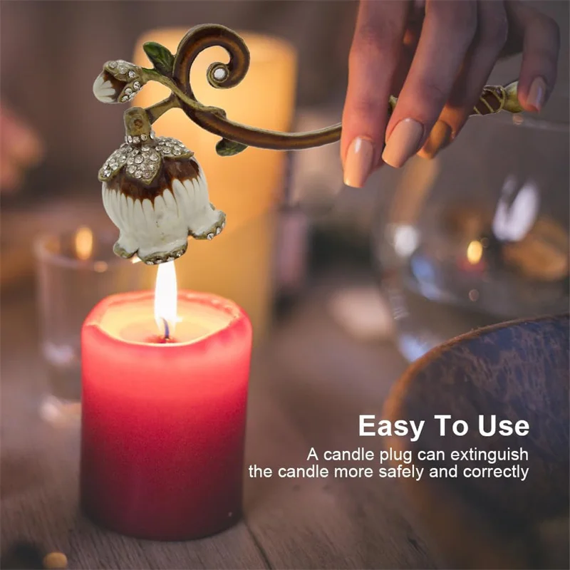Elegante Apagavelas de Metal con Mango Largo, Accesorio para Velas, Extinguidor de Llama, Decoración para el Hogar, Regalo