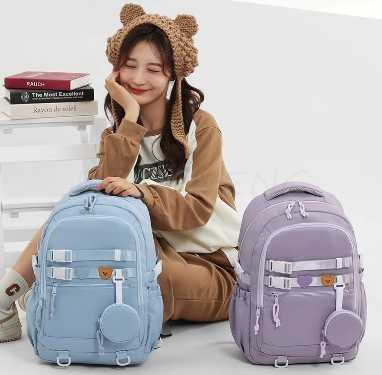 MINISO Disney Stitch Popular Backpack Sweet Soft Large Capacity Student Schoolbag College Students Fashion Laptop Simple Mochila