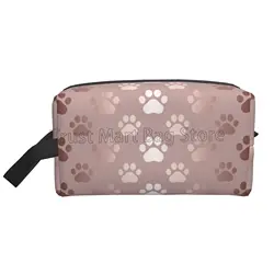 Rose Gold Dog Paw Makeup Bag Portable Organizer Cosmetic Bag for Travel Makeup Case Daily Use Toiletry Bag for Girls Women