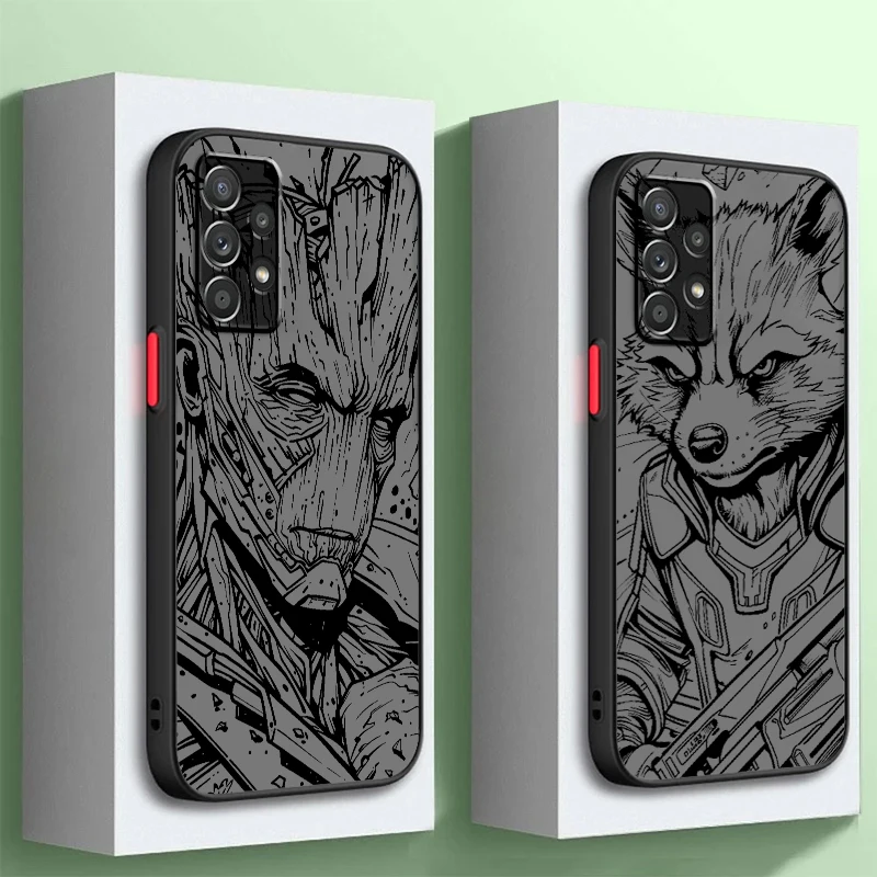 

Marvel Anime Cartoon Gangtiex Frosted Translucent For Samsung Note 20 A35 A03 A54 A31 A22 A34 A14 A24 A04 A55 5G Funda