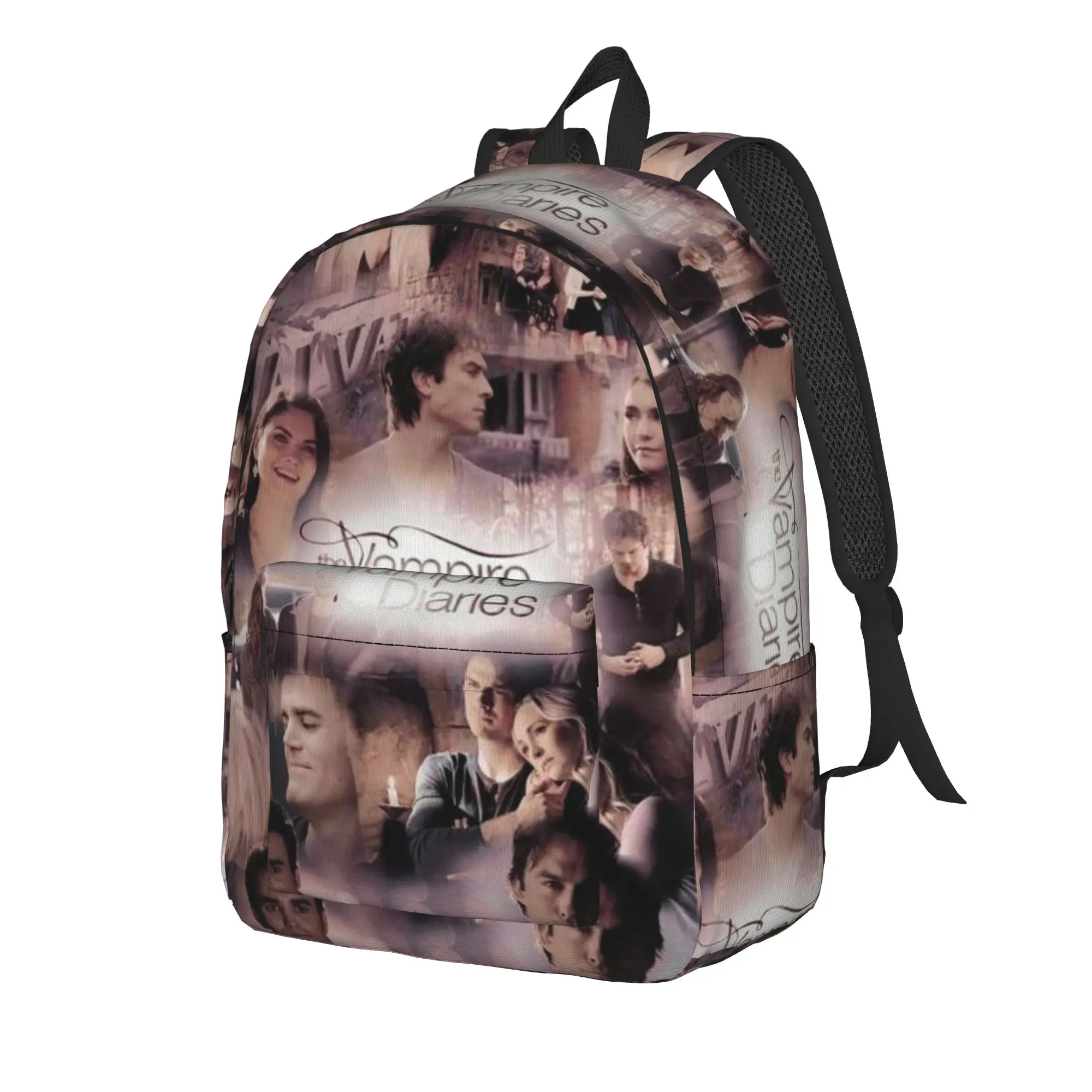 The Vampire Diaries Resuable Movie Backpack Male Damon Salvatore Soft Backpacks Polyester Kawaii High School Bags Sport Rucksack