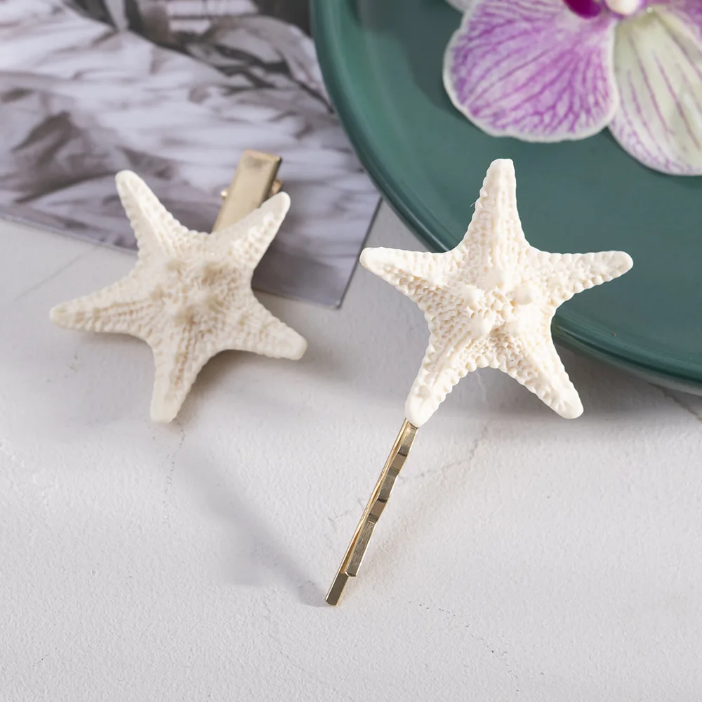 2PCS Starfish Sea Star Hairpin Natural Elegant Hair Clip Hairgrips Headwear Headdress Jewelry For Women Girls Hair Accessories