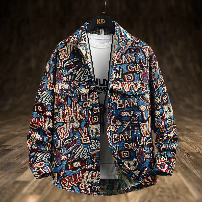 

Весна/Лето 202, новая высококачественная мужская толстая джинсовая рубашка с принтом, модная рубашка, свободное издание