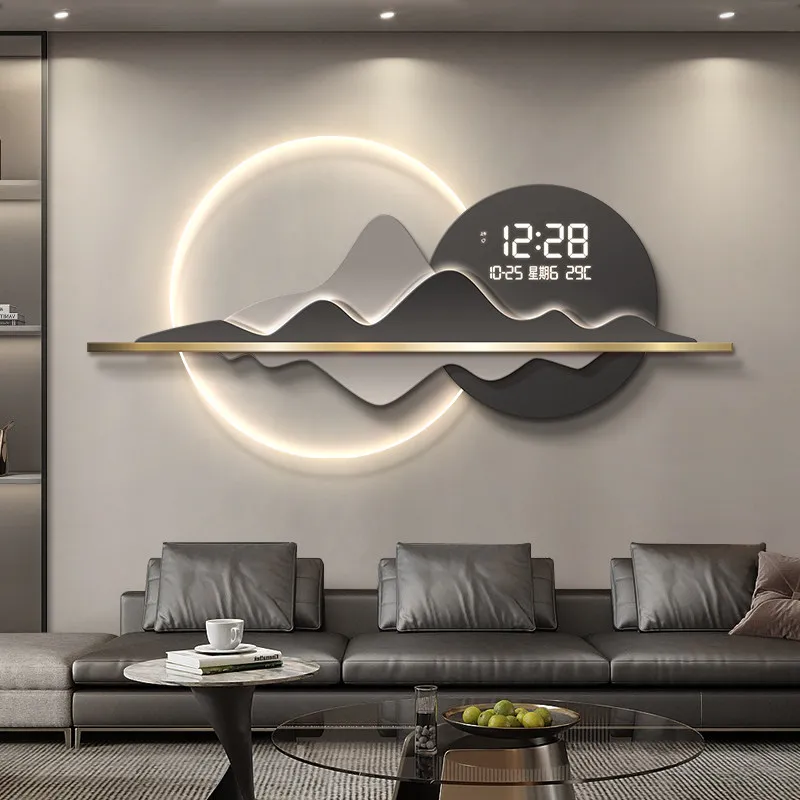 Modern digital wall clock light luxury large elegant wall clock LED interior décoration chambre aesthetic living room furniture