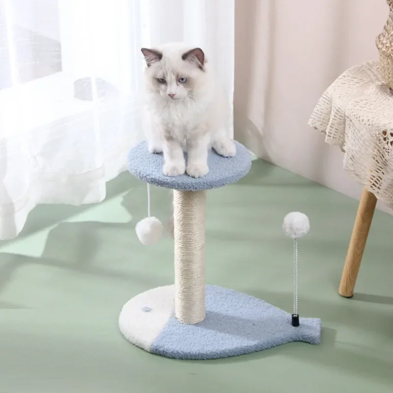 

Pretty Cat Climbing Frame Soft Texture Cute Cat Scratcher Post Dangling Ball Natural Sisal Kitten Scratching Post Cat Gift