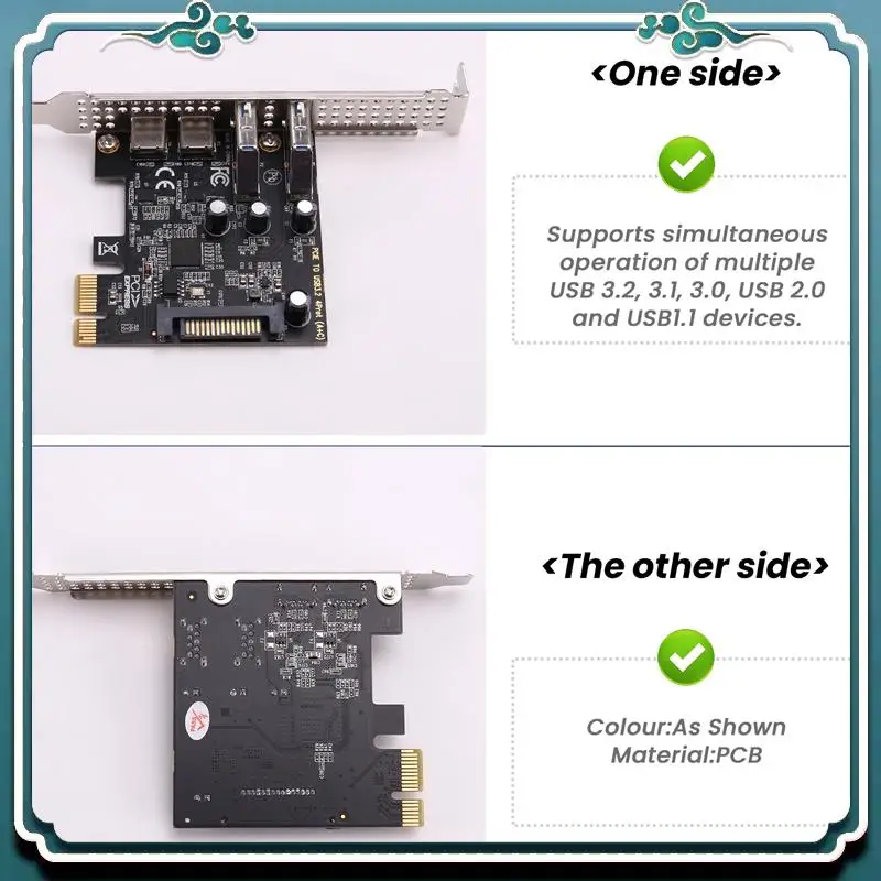 Easy To Use PCIE Card  4-Ports (Type-C+A) USB 3.2 Expansion Card 5Gbps High Speed Hub Driver-Free For Desktop Computer