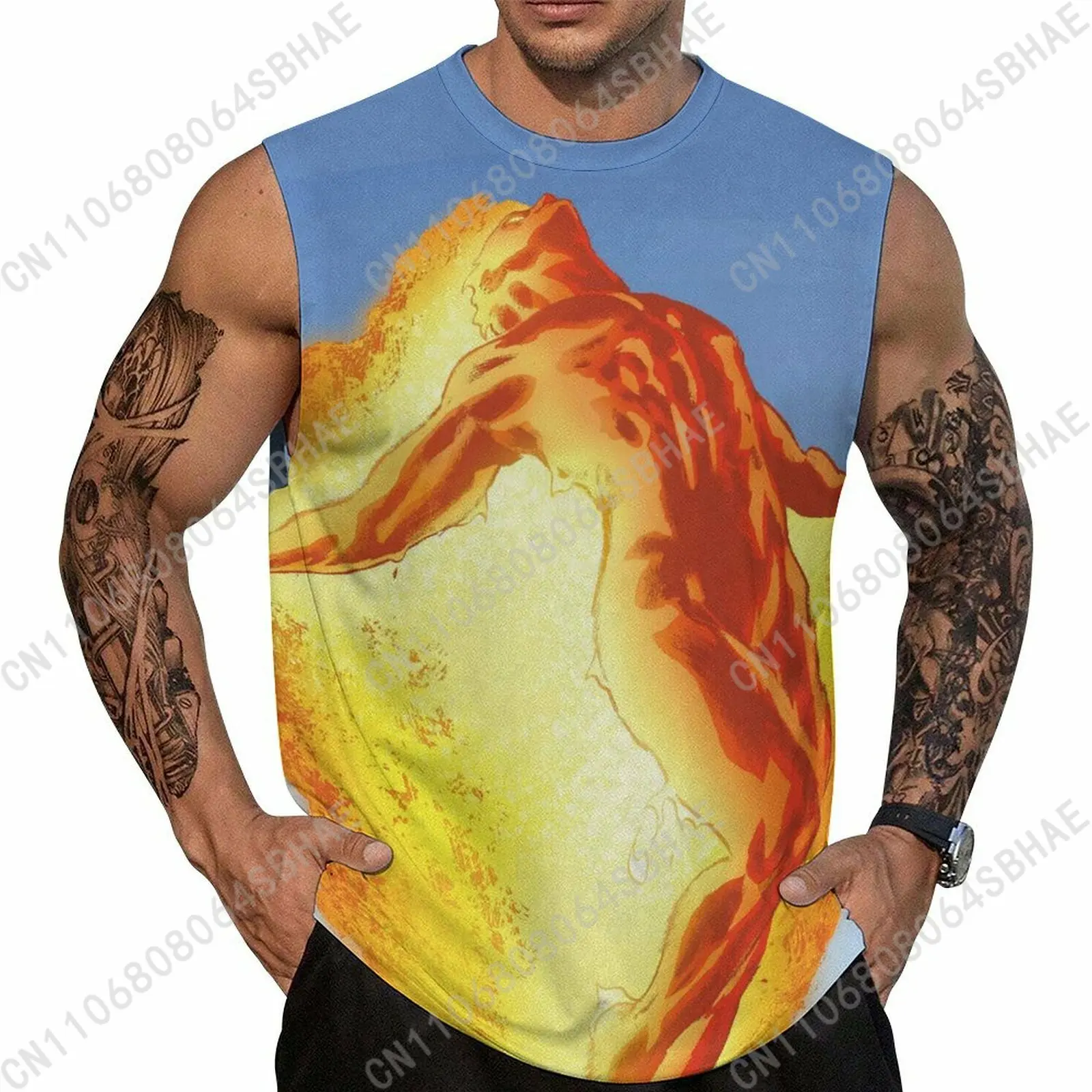 

Marvel Human Torch Custom Men's Sleeveless Shirt Personalized Tank Top Wear Summer Vest Tops Men Daily Use Cosplay