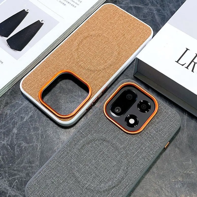 

For OnePlus 15 Case Luxury PU Cloth Magnetic Wireless Charging Protective Back Cover Case For OnePlus 15 15R 13 13R Phone Shell