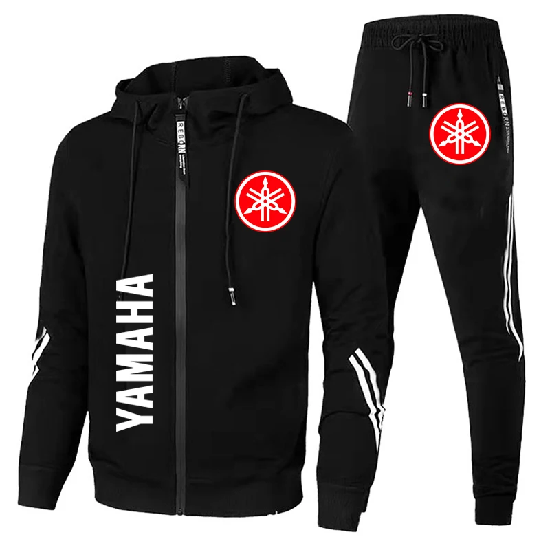 Yamaha Tracksuit Man Car Logo Print Men Sportswear Zip Sweatshirt+Pant 2 Piece Sets Casual Fitness Running Yamaha Men's Clothing