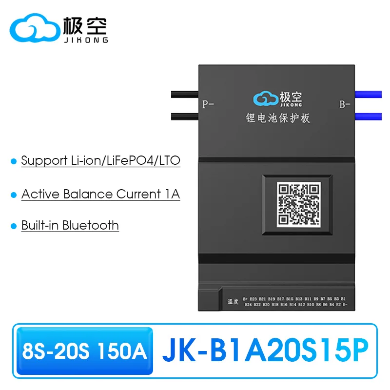 JIKONG JKBMS B1A24S15P 1A BALANCE CURRENT BMS 150A BT 36V 48V 60V Li-Ion LTO 18650 Battery Lifepo4 Battery Storage Bluetooth Bms
