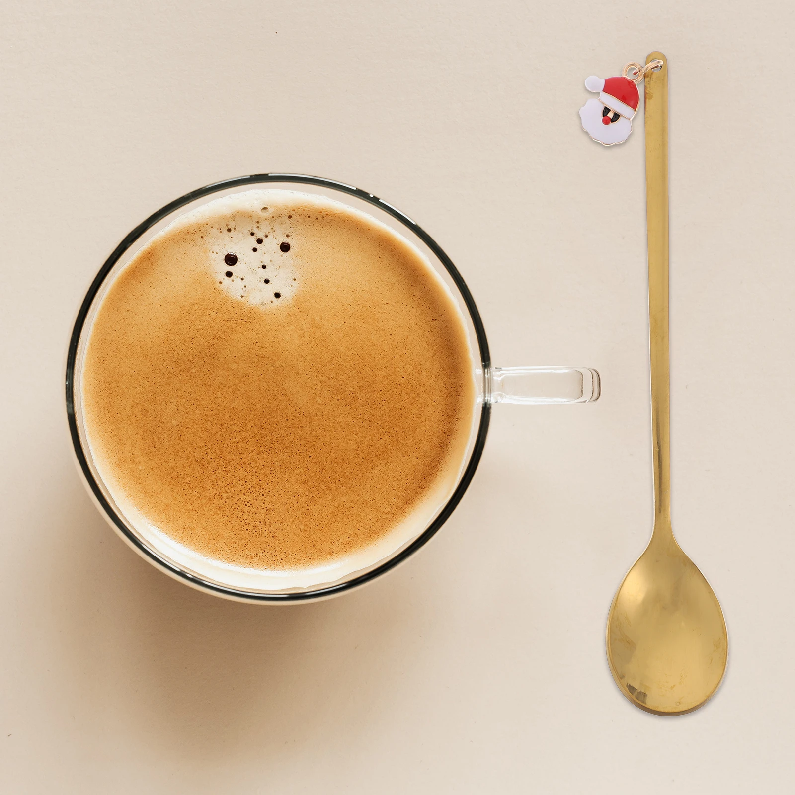 

12pcs Santa Claus Coffee Stainless Steel Christmas Themed Mixing Spoons For Dessert Cake Ice Cream Beverage Long Handle Party