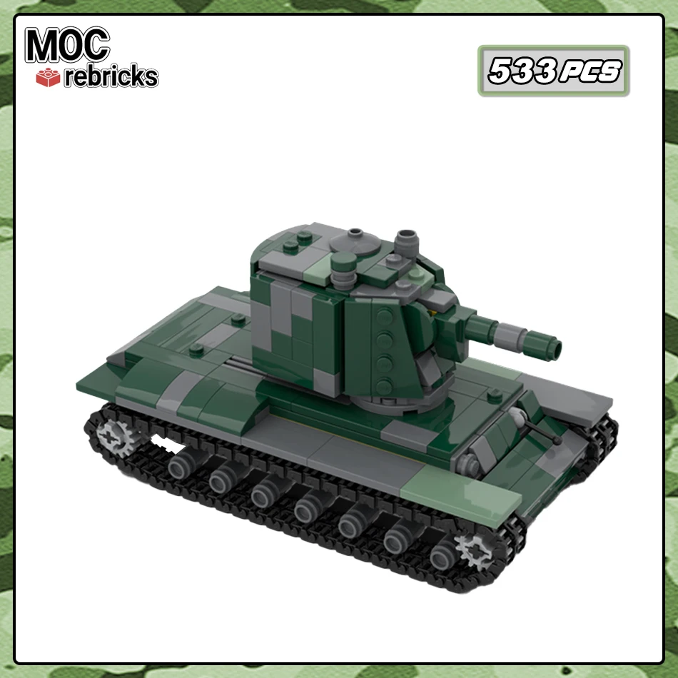 WW II บล็อกตัวต่อโมเดล KV-2รถถังหนัก, MOC-137385ทหารชุดของเล่นอิฐสร้างสรรค์