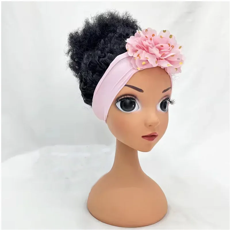 Peluca de cabello humano para niñas, cabellera sintética suave y transpirable con cabeza completa, ideal para bebés, belleza Popular