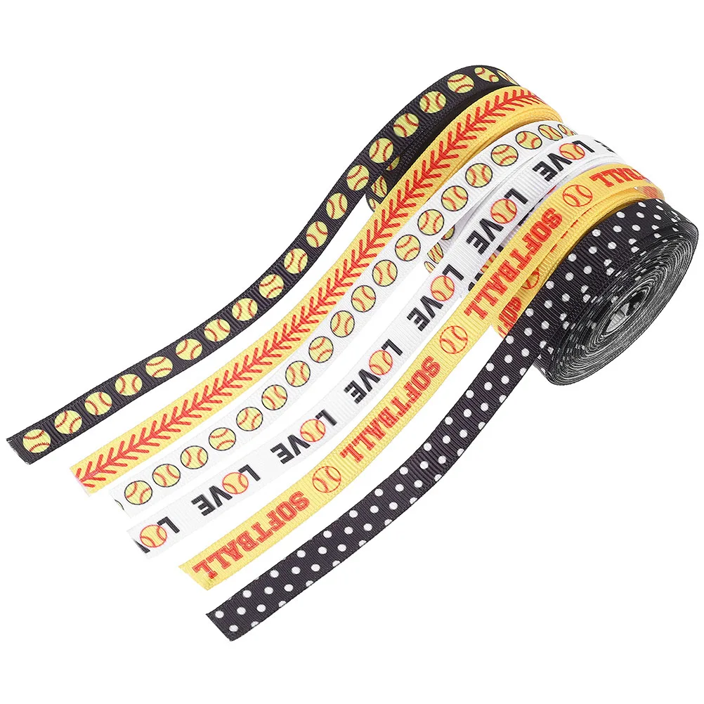 

6pcs Baseball Polyester Softball Supplies Ribbon With Baseballs DIY Decorations Baseball Party Decorations Party Crafts Hanging
