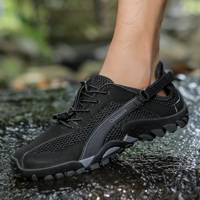 

Летняя мужская и женская сетчатая походная обувь, дышащая уличная треккинговая обувь, нескользящая горная обувь цвета морской волны, профессиональная унисекс