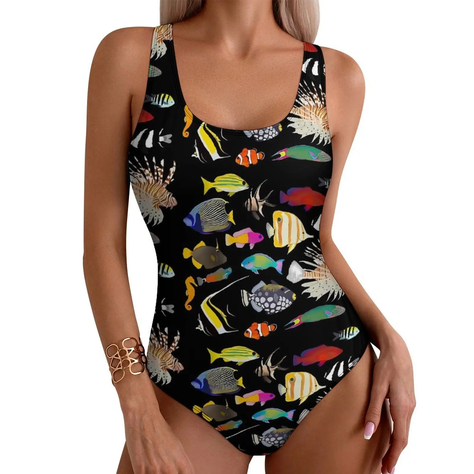 Color Sea Fish Swimsuit Coral Reef Fishes Push Up Swimwear One Piece Holiday Bathing Suits Swimsuits Sexy Design Beach Outfits