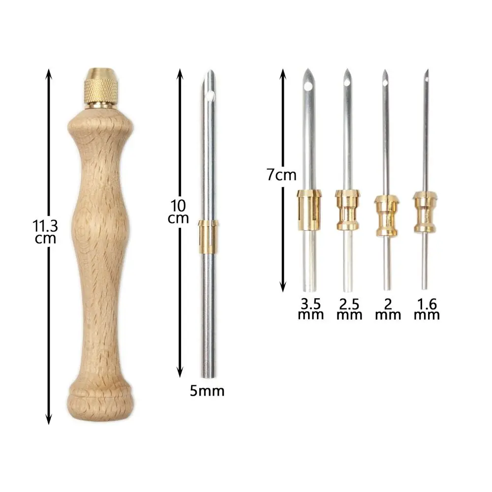 Houten handvat borduursteekpen Verstelbare DIY Craft Punch Needle Tool Stiksels Applique Porren Kruissteekgereedschap