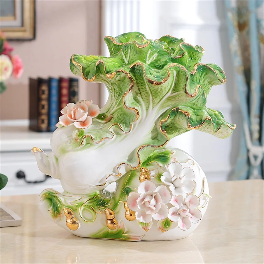 High-end Green Cabbage Ceramic Model Home Decoration, Living Room Handicrafts, Opening Gift, Creative Housewarming Gift