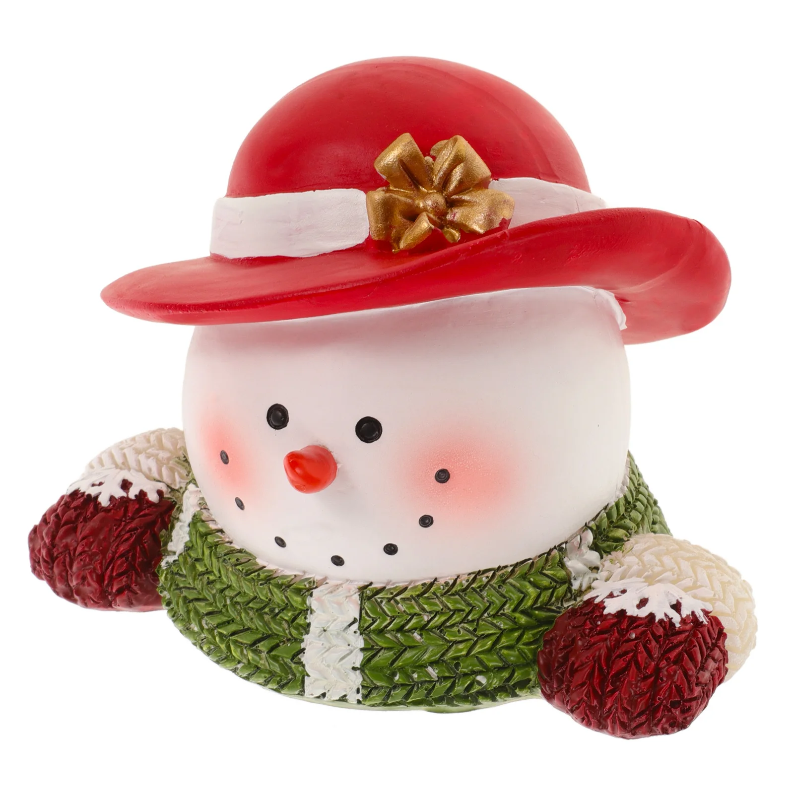 

Mini Snowman Bust Christmas Decoration Resin Craft Festive Indoor Outdoor Display Holiday Season Table Ornament Winter Theme