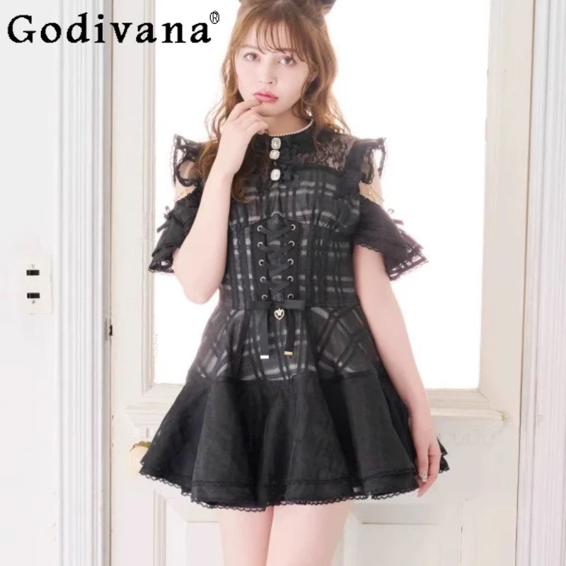 

Liz Dress Set Summer New Japanese Mine Mass-produced Dress Shorts 2-piece Set Women's Cute Bow Sweet Lolita Princess Dress Set