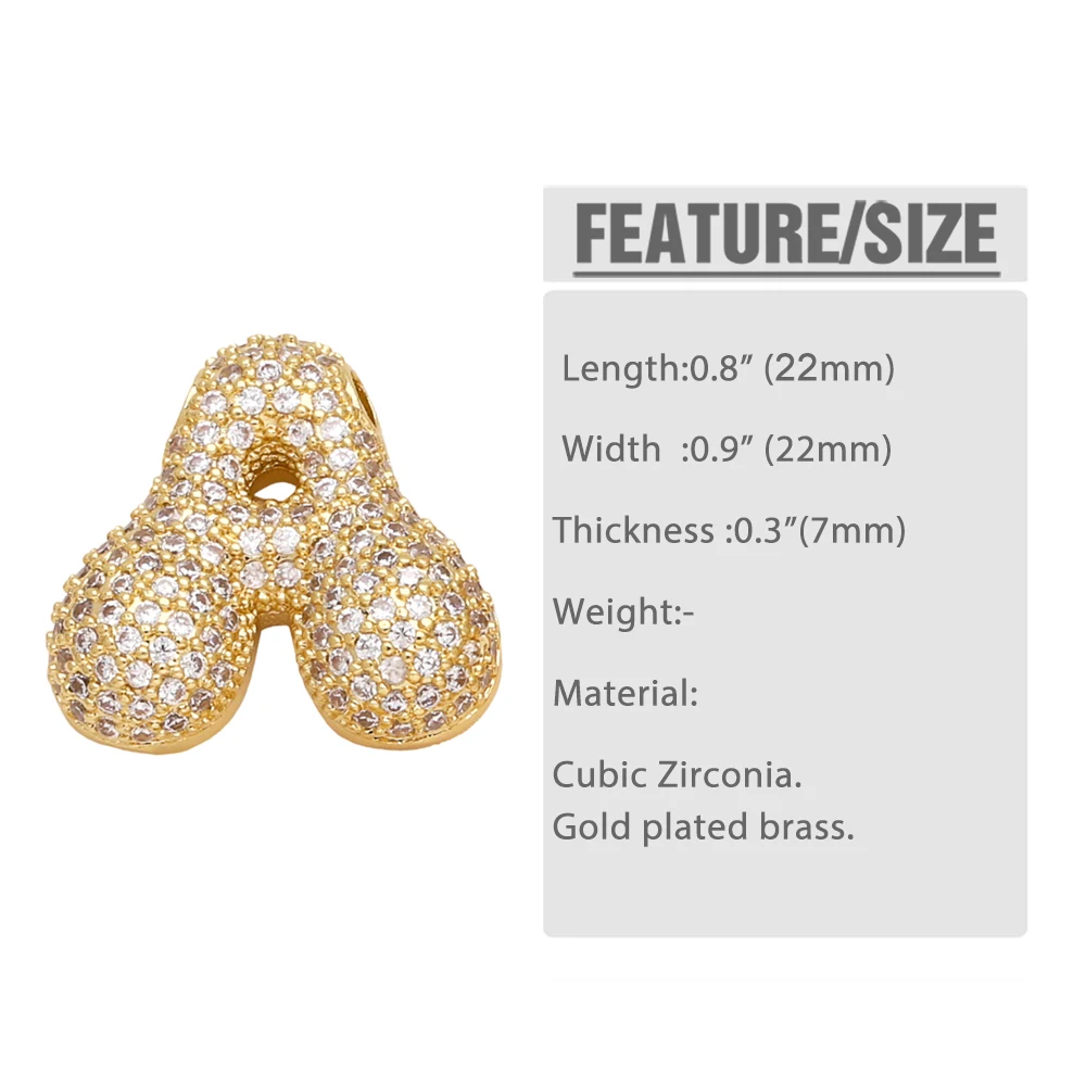 OCESRIO White Crystal Bubble Letter Pendant for Necklaces Ballon Initial Name Custom Necklace Jewelry Making Supplies pdtb594