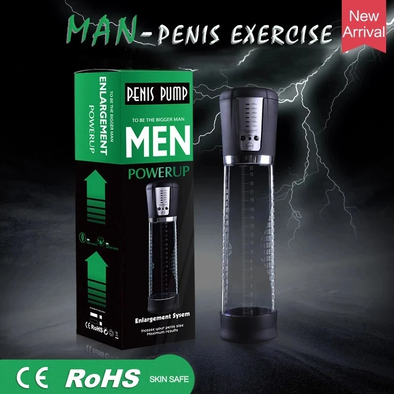 LED Penis Enlarger Pump Powerful USB Automatic Rechargeable Penis Pump Device Pro Extender Enhancer Enlargement Sex Toys for Men