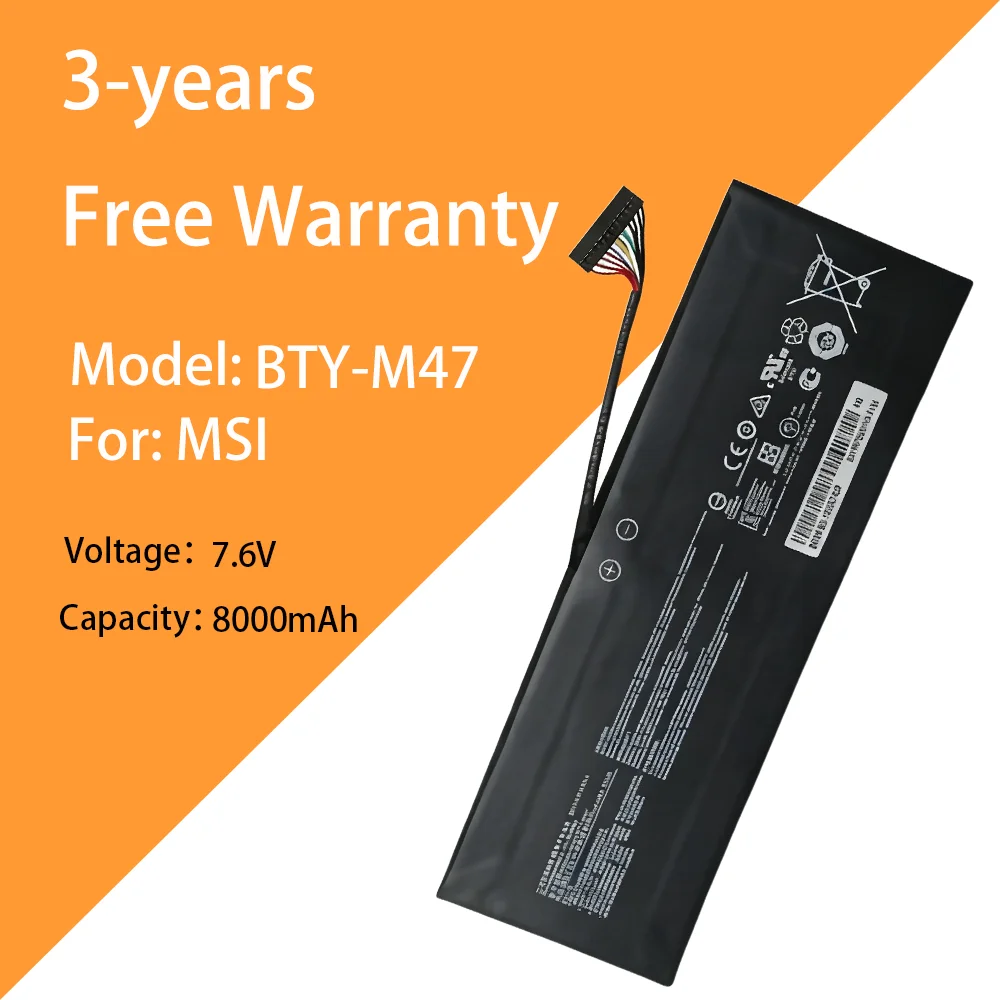 

8000 мАч, 6 ячеек, аккумулятор для ноутбука BTY-M47 для MSI MS-14A1 MS-14A3 GS40 GS40 6QE