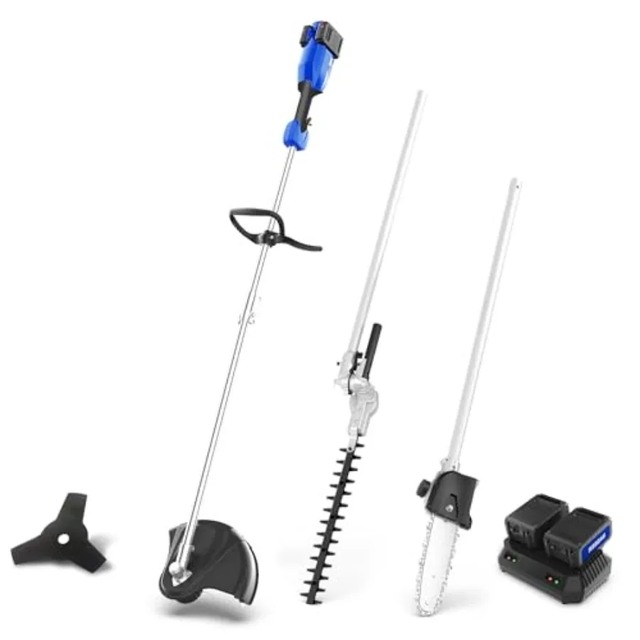 

40V cordless string trimmer edger for lawn care, ABS plastic body, black/green, 4-in-1 multi-tool with quick-connect attachment