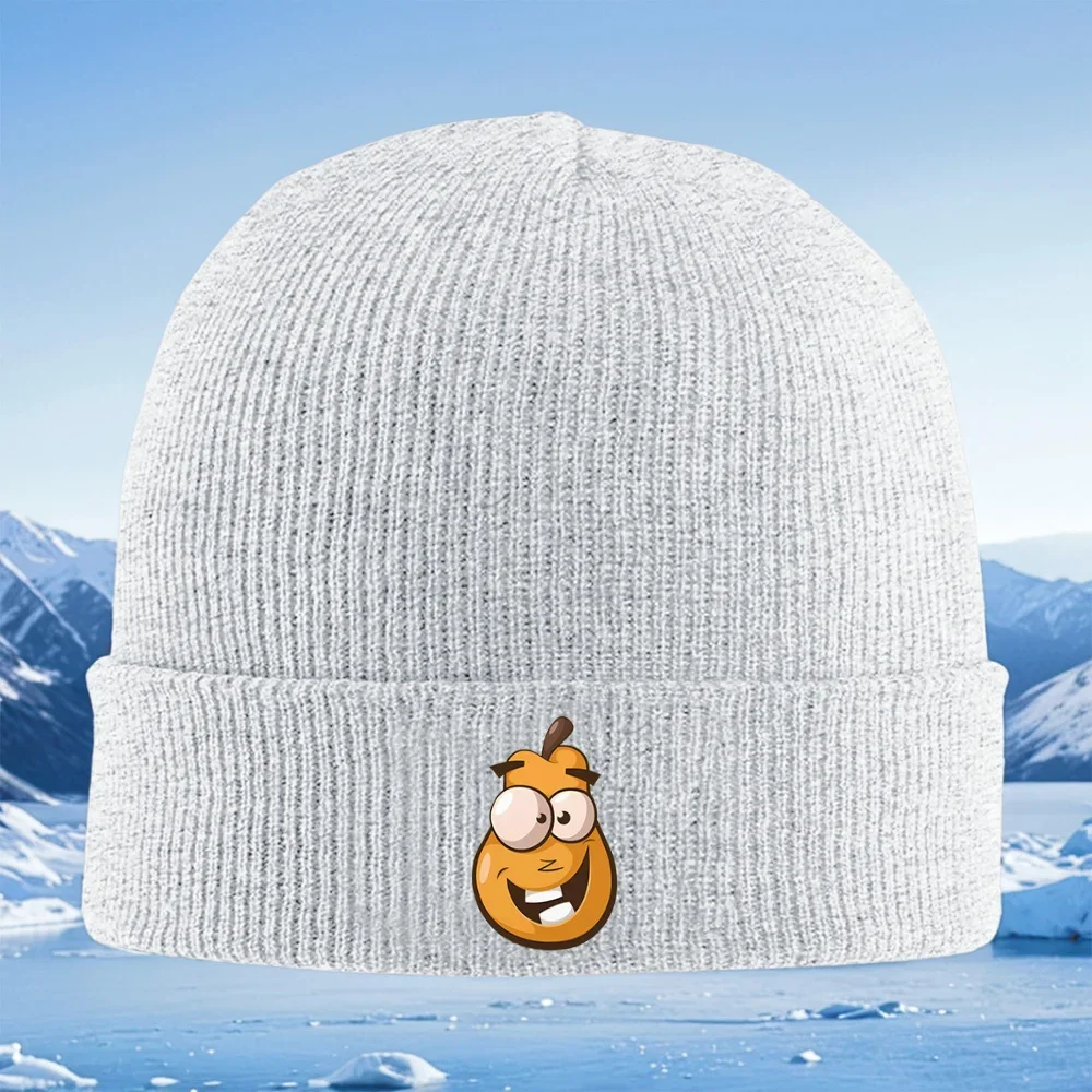 2026 Funny orange fruit cartoon happy face Men Women Unisex Knitted Hat Beanie Pullover Cap Winter Thermal Warm Christmas Outdoo view 3