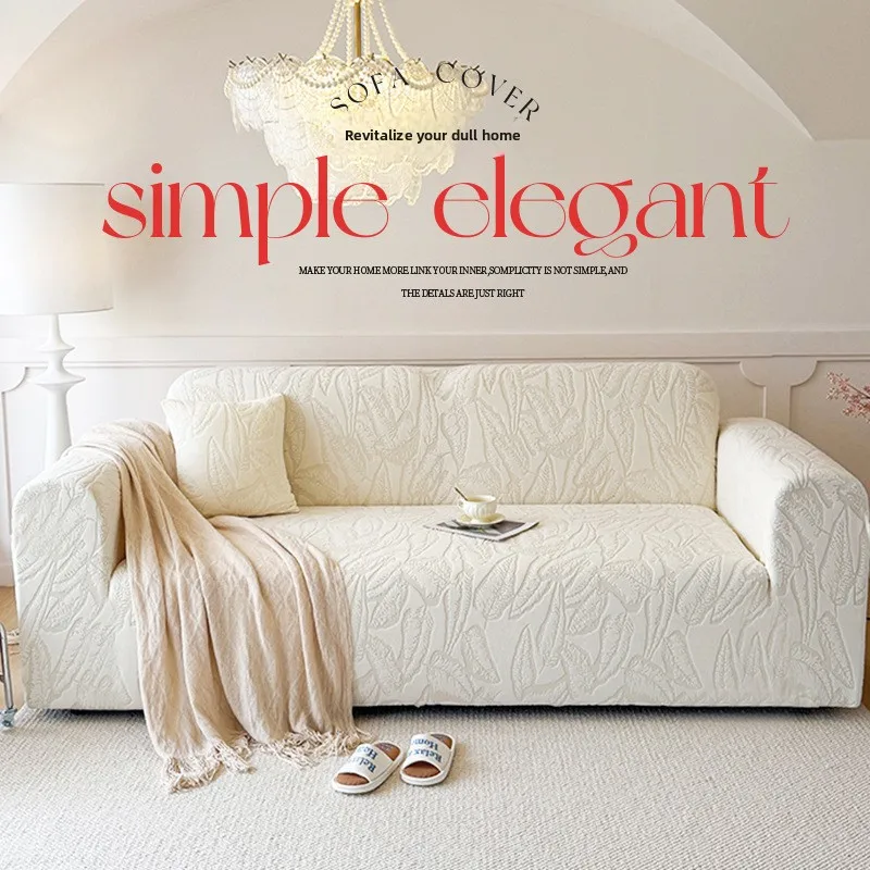 Jacquard Elastic Sofa Cover for Living Room Slipcovers Stretch Polar Fleece Armchair Protector L Shaped Sofa 1/2/3/4 Seater Home