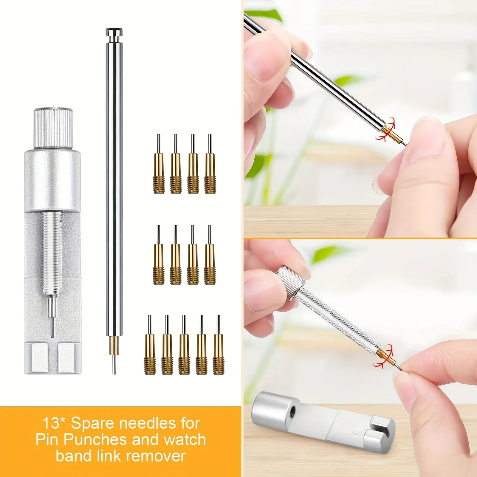 Collegamento per orologio da 39 pezzi/set, kit di strumenti per cinturini, dispositivo di rimozione dei collegamenti dell'orologio, barre a molla da 20 pezzi, ago di ricambio da 13 pezzi, scelta ideale per i regali