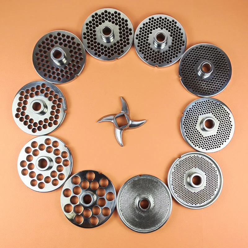 الفولاذ المقاوم للصدأ نوع 42 مفرمة اللحم شفرة الفولاذ المقاوم للصدأ سكين دائري عبر سكين رئيس فتحة لوحة صر الملحقات