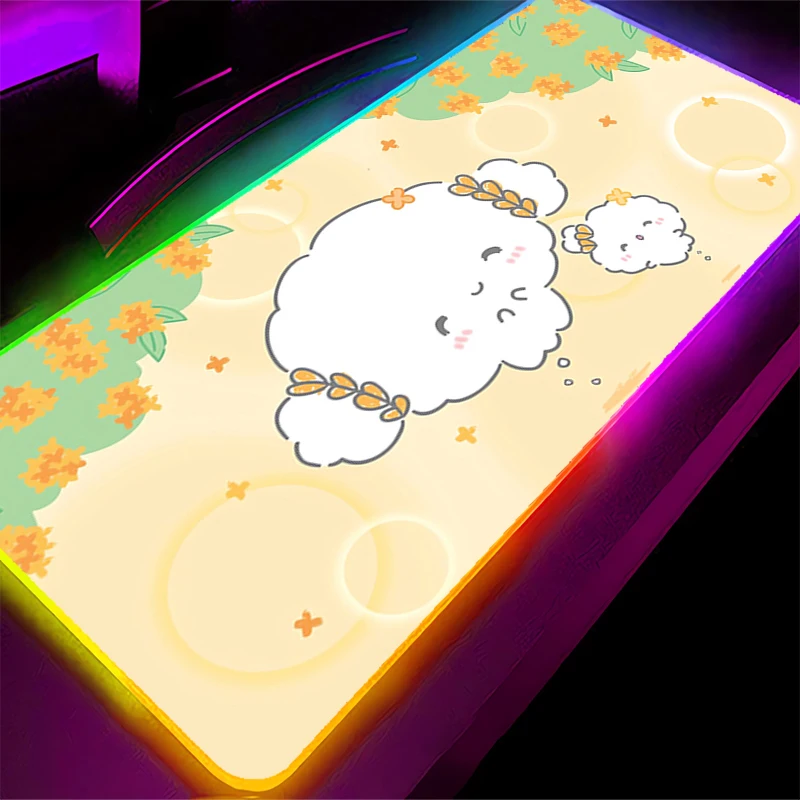 Grande mouse pad rgb cogimyun computador portátil gamer teclado tapete xxl projetado especificamente mousepad led borda branco backlight tapete de mesa