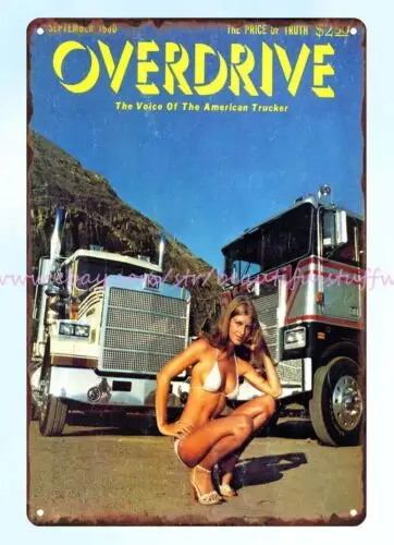 1980 Overdrive calendar girl metal tin sign metal dorm  room  wall plaque