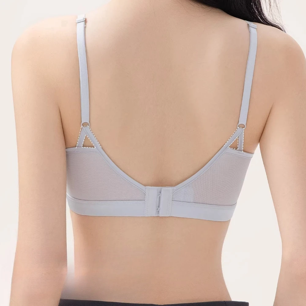 French Style Sexy Bras Triangle Cup Affordable Luxury Glossy Wire-free Mulberry Silk Lining Small Bust Women's Bra